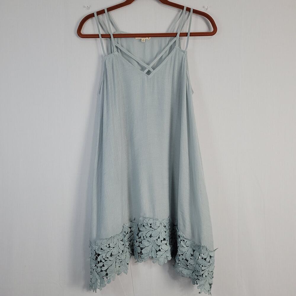 Easel Sleeveless Contrast Hem Shift Dress size S Blue Fairy Boho Mermaid Gauzy